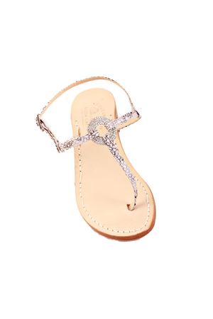 Python flip flop sandals with jewel ring Cuccurullo | CRYSTALRINGGRIGIO PITONE
